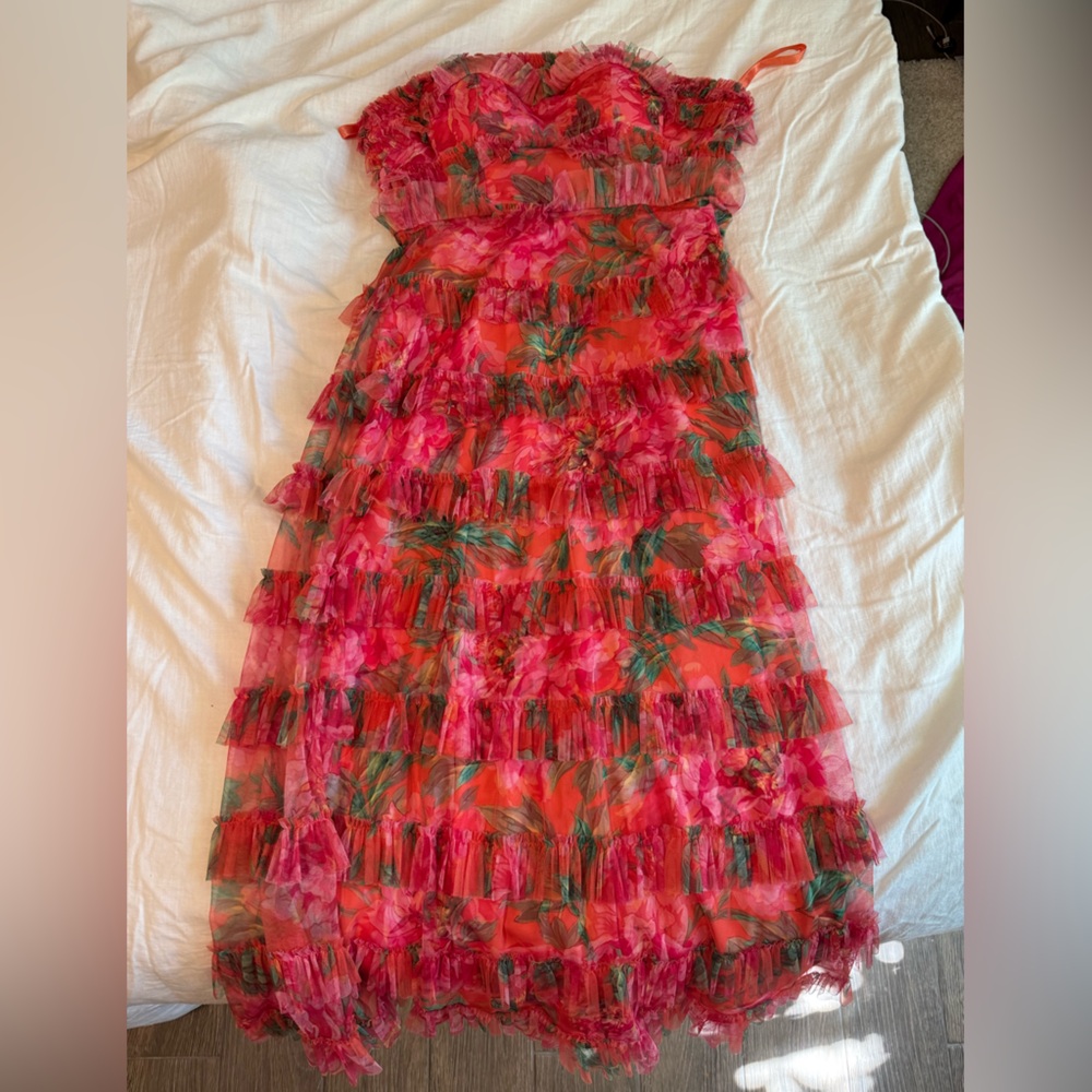 Mac Duggal floral ruffle tiered dress